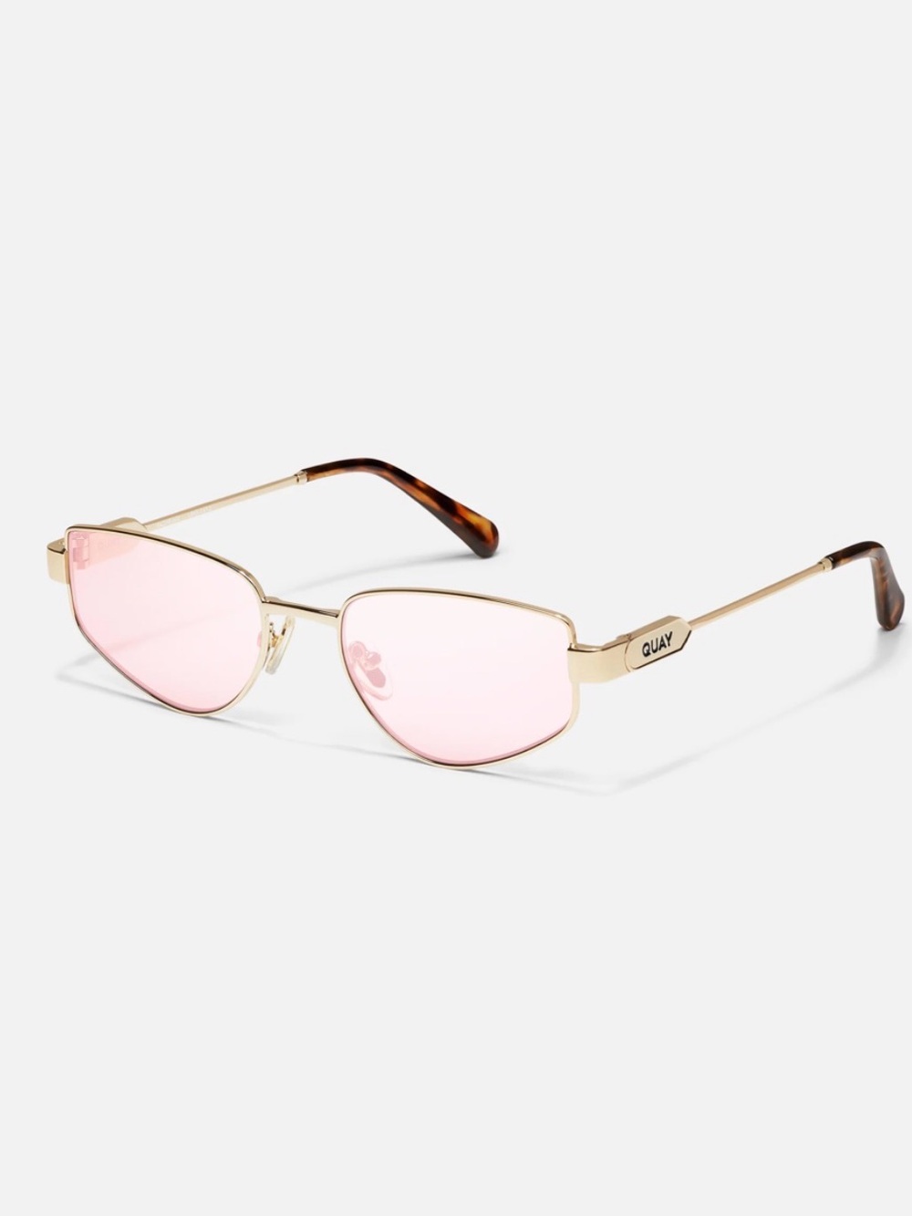 Quay Australia Gold Frame Sunglasses with Pink Lenses